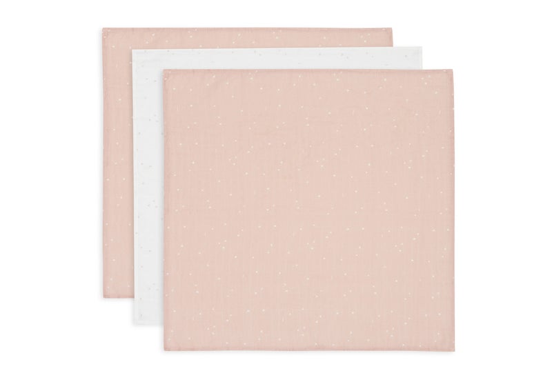 Jollein Cloth Muslin 70x70cm Twinkling Wild Rose (3pack) - Image 1